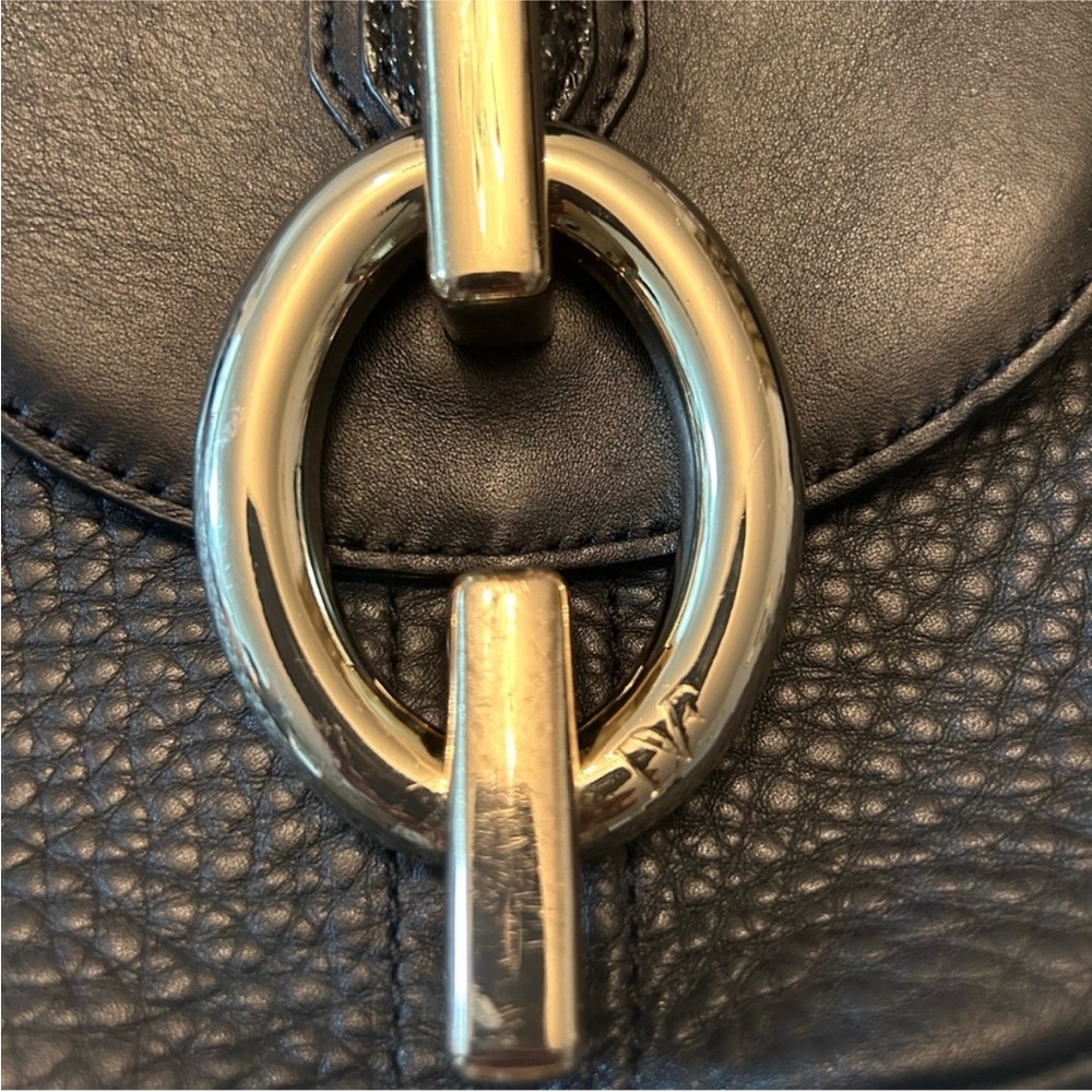 Diane von Furstenberg Sutra Mini Leather Crossbody bag purse black gold strap - Picture 4 of 8